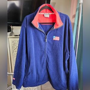 ULINE MENS XL NAVY BLUE ZIPUP W/ AMERICAN FLAG